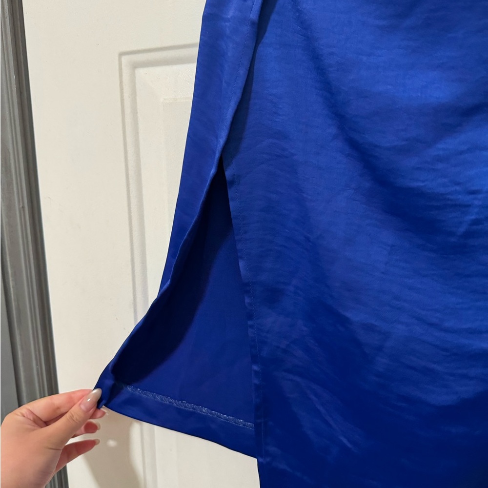 Brand New Meshki Satin Slit Skirt - Blue - Size Medium - Picture 6 of 6
